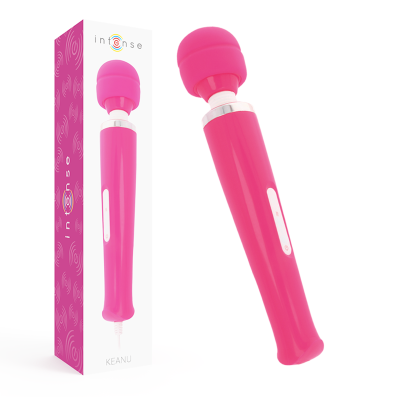 Massajador corporal elétrico rosa com embalagem branca e rosa