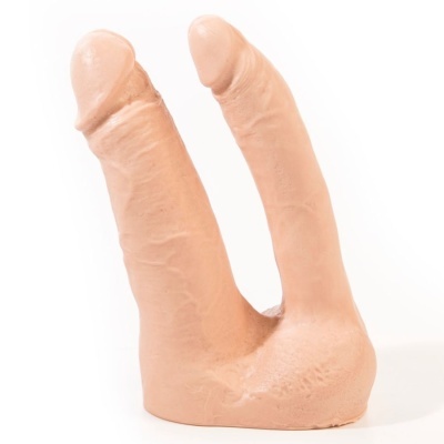Dildo duplo silicone cor de pele com textura realista
