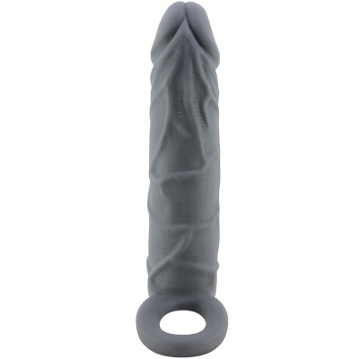 Dildo preto com anel na base em fundo branco