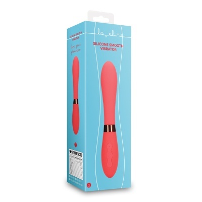 Embalagem de vibrador de silicone rosa em caixa azul clara