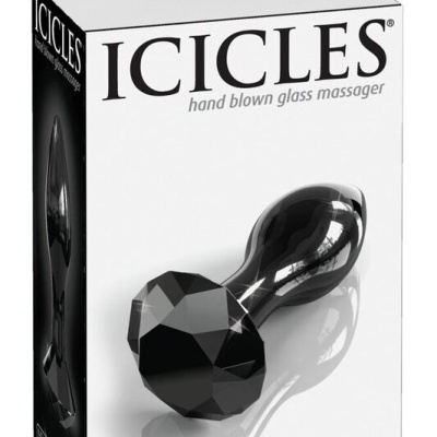 Embalagem do massageador de vidro Icicles preto com base facetada