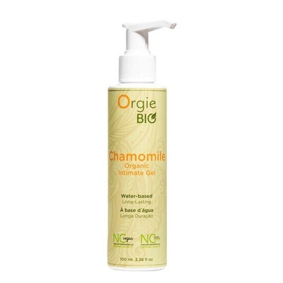 Garrafa de gel íntimo Orgie BIO Chamomile amarela com doseador branco