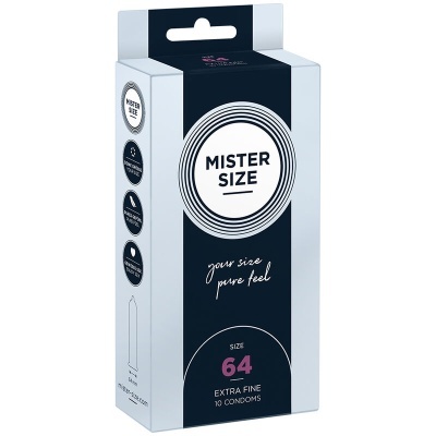 Embalagem de preservativos MISTER SIZE tamanho 64 extra fino com 10 unidades