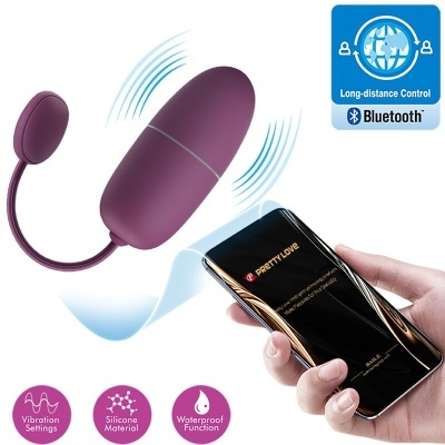 Vibrador roxo de silicone com controlo via smartphone