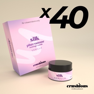 Caixa e frasco rosa com texto de vela aromática de massagem