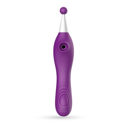 Produto roxo ergonómico com superfície texturizada e ponta redonda lilás