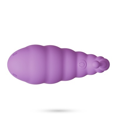 Brinquedo de silicone roxo com textura ondulada