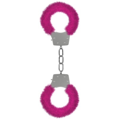 Algemas de metal com pelúcia rosa