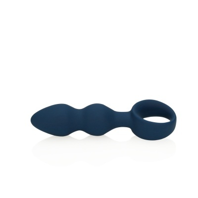 Objeto azul escuro com formato tubular e anel numa extremidade