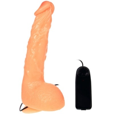 Vibrador realista cor de pele com comando preto