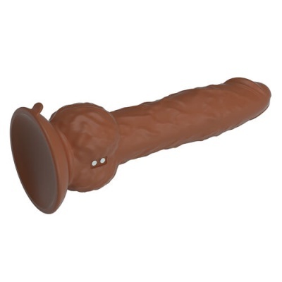 Vibrador castanho com ventosa e textura realista