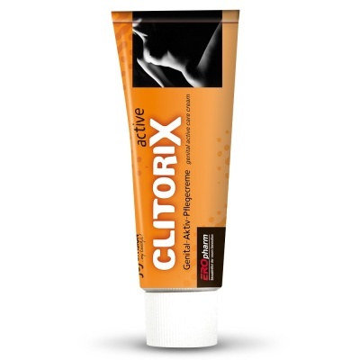 Frasco de creme genital active CLITORIX com tampa branca