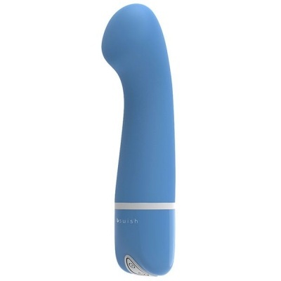 Vibrador azul em silicone com botão e marca