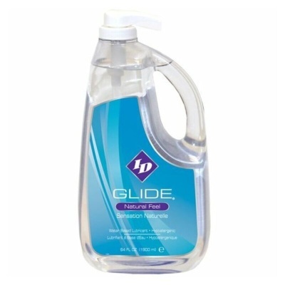 Frasco de lubrificante ID GLIDE Natural Feel com doseador branco