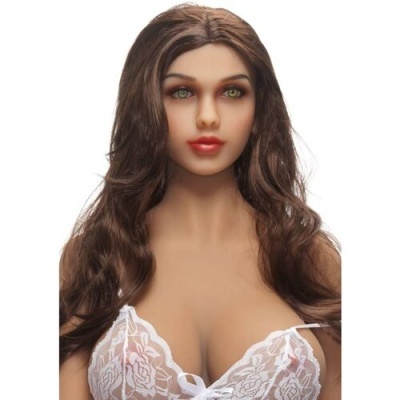 Boneca realista com lingerie branca de renda e cabelo castanho longo