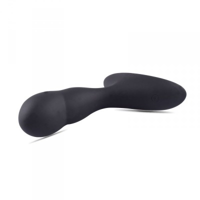Dispositivo curvo preto em silicone sobre fundo branco