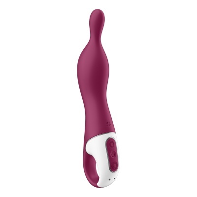 Vibrador vinho e branco de silicone com botões