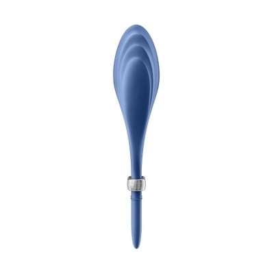 Produto azul de silicone com lâmina ondulada e argola prateada
