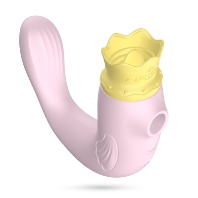 aparelho de silicone rosa com detalhes amarelos em forma de coroa