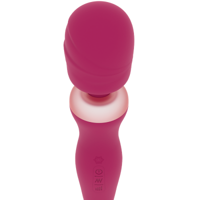 Vibrador massageador rosa com botões de controlo