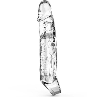 Objeto transparente cilíndrico com textura irregular e base larga
