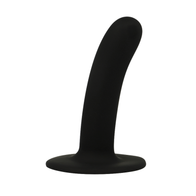 Plug anal cónico preto com base circular larga