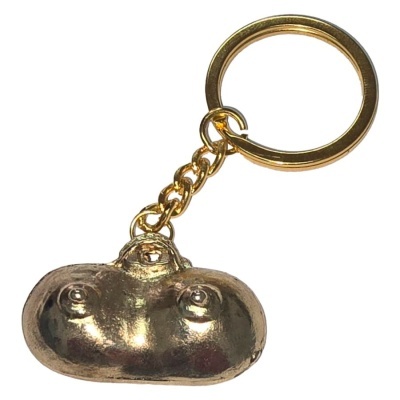 Chaveiro dourado com pingente metálico em forma de nuvem