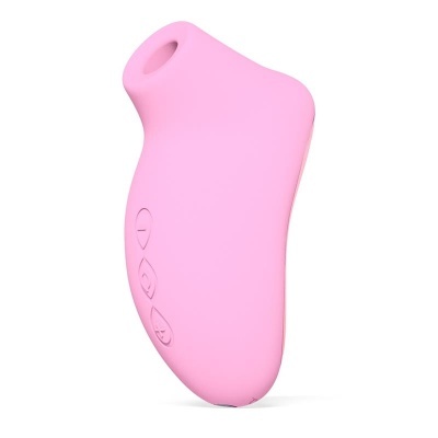 Dispositivo rosa em silicone com três botões e orifício oval
