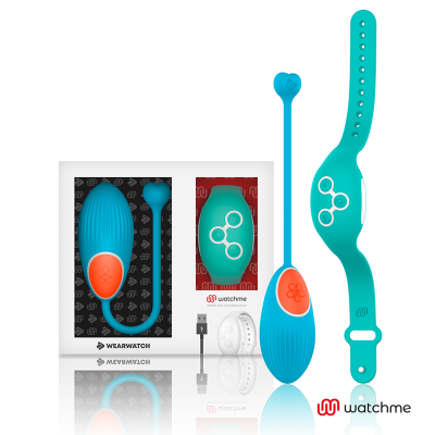 Conjunto tecnológico wearable em silicone azul turquesa com pulseira e controlo remoto