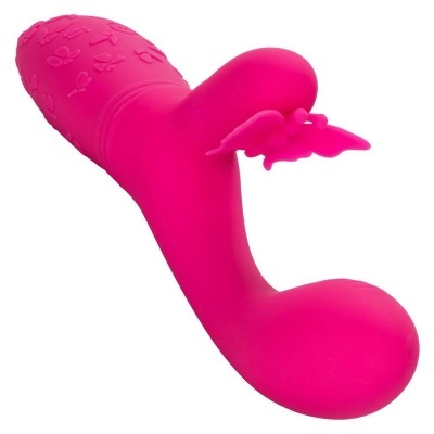 Vibrador rosa com relevo de borboletas e asa decorativa