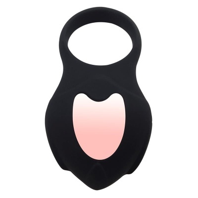 Anel de silicone preto com detalhe rosa claro