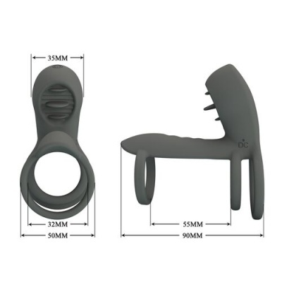 Anel cinza em silicone com várias medidas indicadas e design anatómico