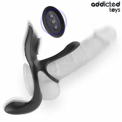 Produto erótico preto em silicone com control remoto e cerdas pequenas.