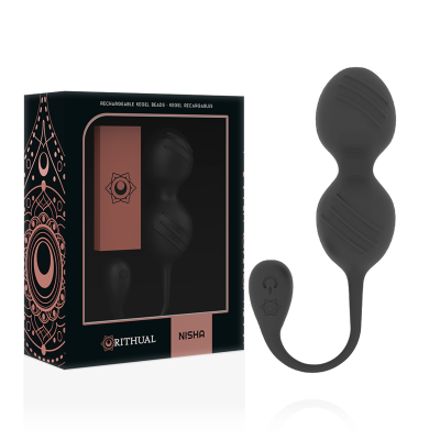 Esferas de Kegel recarregáveis preto com embalagem preta e rosa