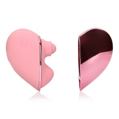 Dois dispositivos em forma de coração rosa com acabamentos mate e metálico