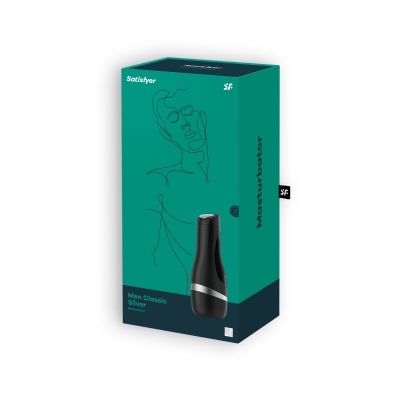 Embalagem verde e azul de masturbador Satisfyer Men Classic Silver