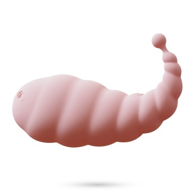 Objecto rosa ondulado com forma semelhante a um caracol em fundo branco