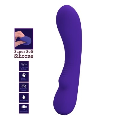 Vibrador roxo de silicone super suave com várias funções e textura