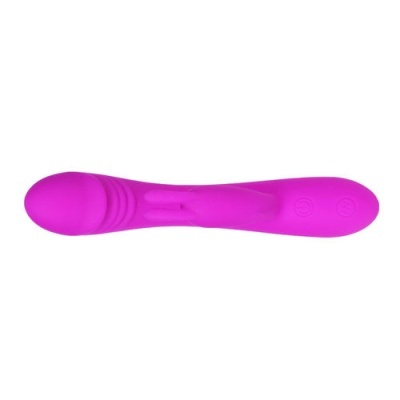 Vibrador rosa com botões e textura anelada