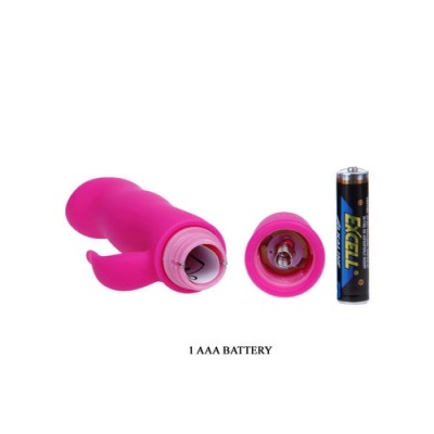 Vibrador cor-de-rosa com bateria AAA e texto 1 AAA BATTERY