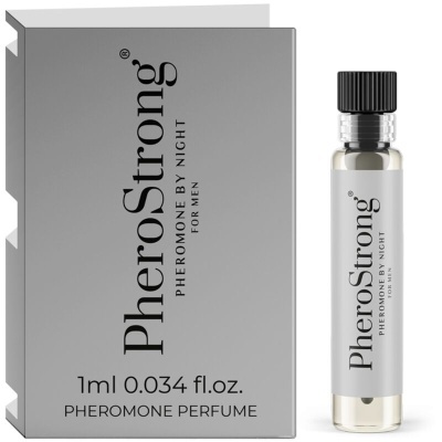 Frasco e caixa de perfume PheroStrong cinza e branco