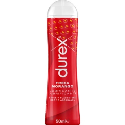 Frasco de lubrificante Durex fresa morango 50ml vermelho