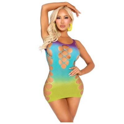Vestido curto multicolorido com recortes em padrão de laço
