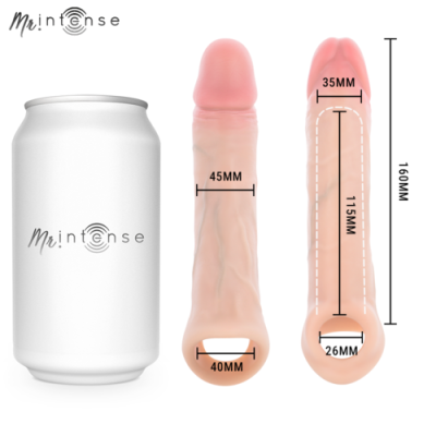 Dildo realista rosa e lata branca Mr. Intense com medidas em milímetros