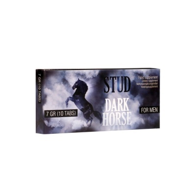 Caixa de suplemento alimentar Stud Dark Horse para homens com imagem de cavalo negro