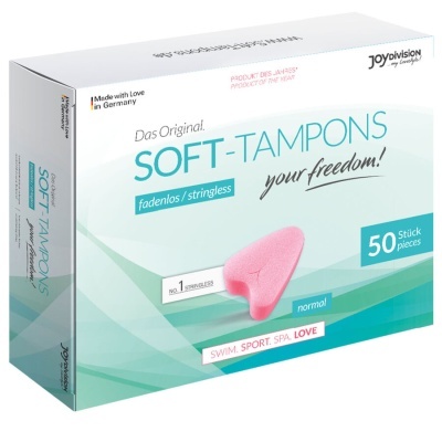 Embalagem de tampões sem fio SOFT-TAMPONS com imagem de tampão rosa