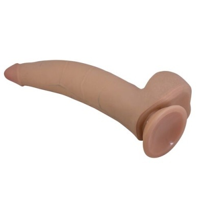 Falo de silicone cor de pele detalhado com base redonda