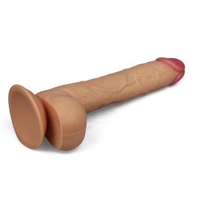 Dildo realista em silicone cor pele com base larga