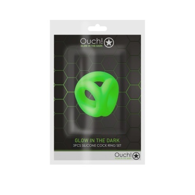 Embalagem de conjunto de anéis para o pénis em silicone verde fluorescente