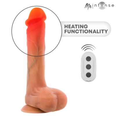 Vibrador realista cor pele com aquecimento e controlo remoto branco